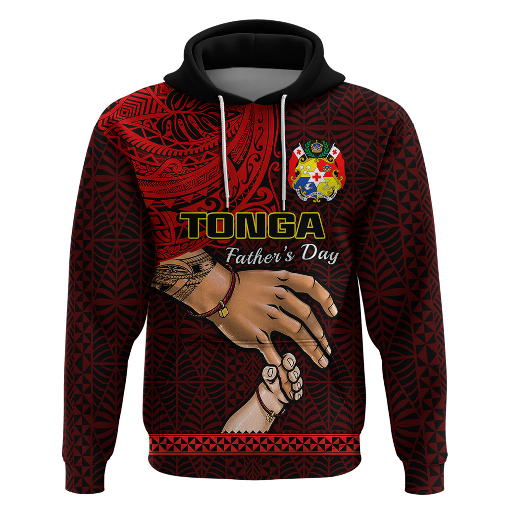Custom Fathers Day Tonga Hoodie Black Tongan Ngatu I Love You Dad - Wonder Print Shop