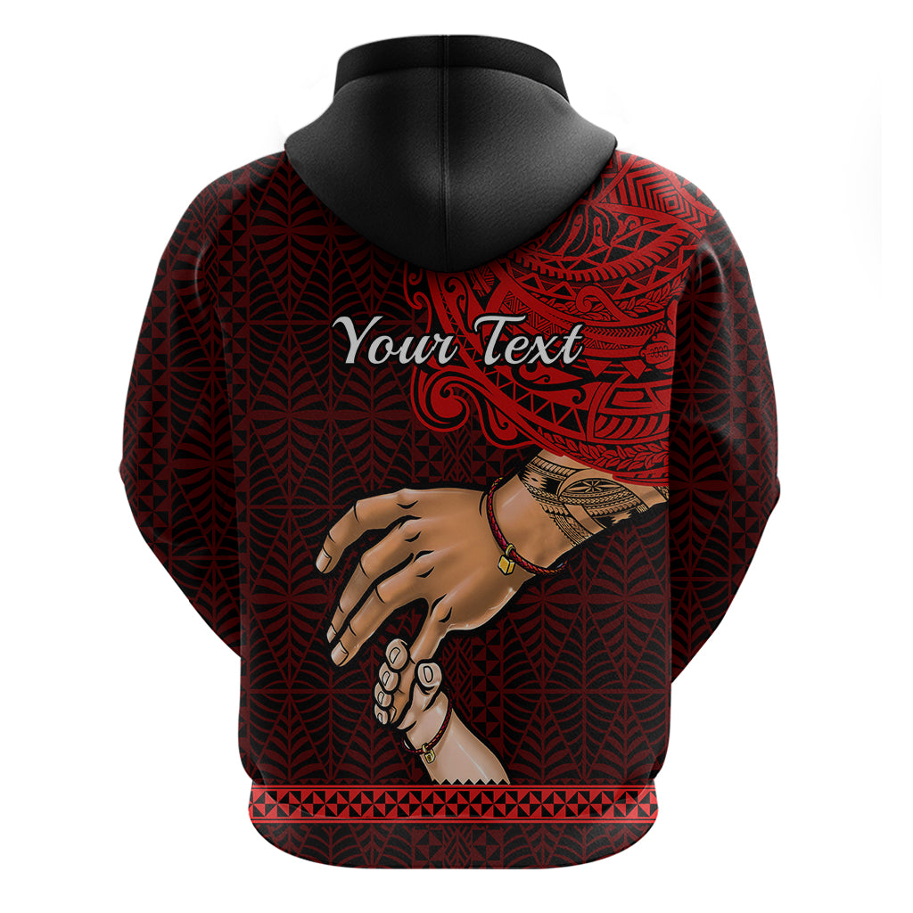Custom Fathers Day Tonga Hoodie Black Tongan Ngatu I Love You Dad - Wonder Print Shop