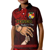 Custom Fathers Day Tonga Polo Shirt for Kid Black Tongan Ngatu I Love You Dad - Wonder Print Shop
