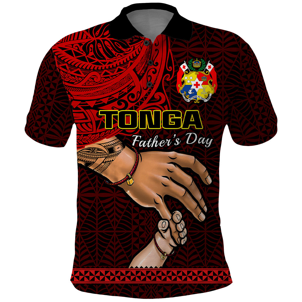 Custom Fathers Day Tonga Polo Shirt Black Tongan Ngatu I Love You Dad - Wonder Print Shop