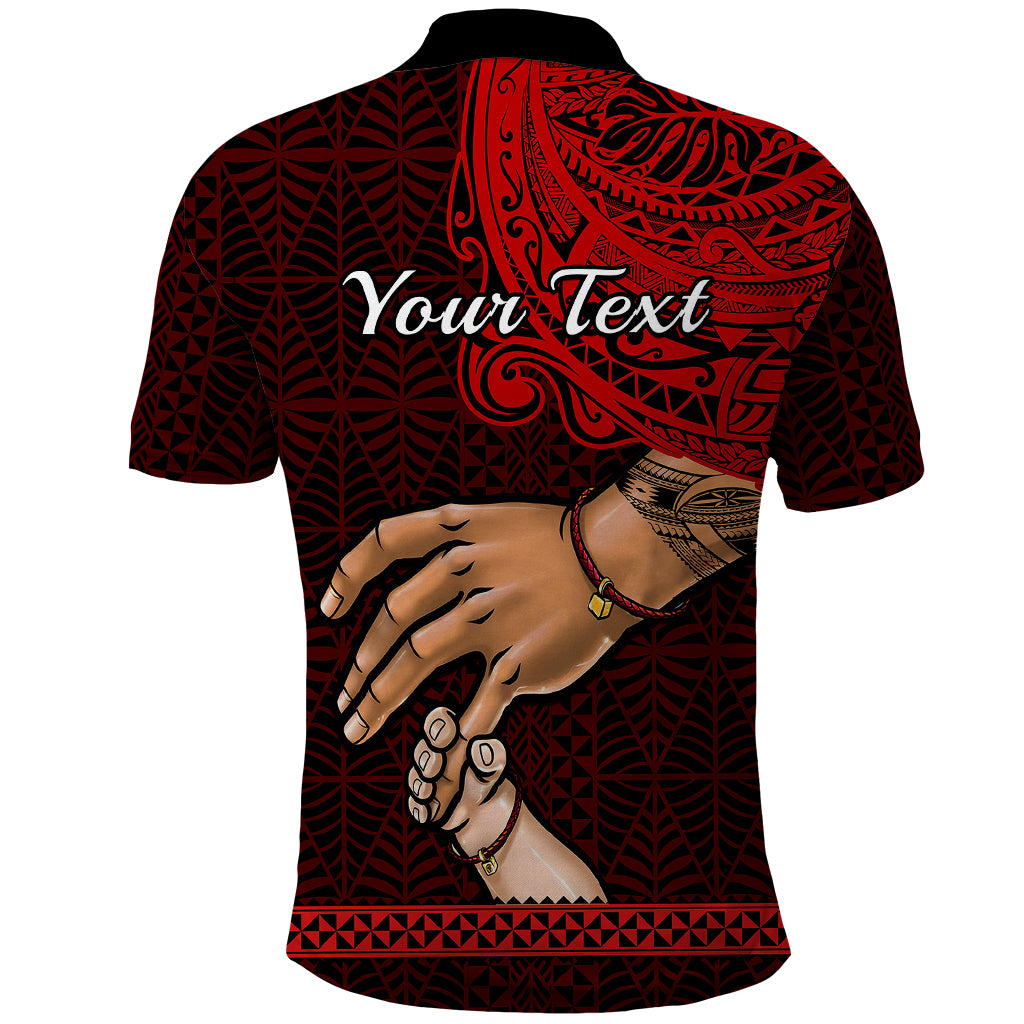 Custom Fathers Day Tonga Polo Shirt Black Tongan Ngatu I Love You Dad - Wonder Print Shop