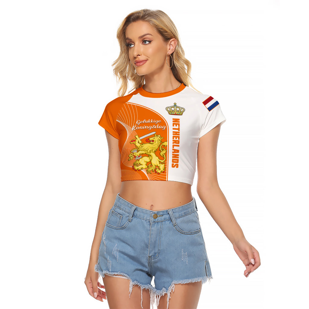 Netherlands Kings Day Raglan Cropped T Shirt Gelukkige Koningsdag Ver.01 - Wonder Print Shop