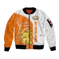 Netherlands Kings Day Sleeve Zip Bomber Jacket Gelukkige Koningsdag Ver.01 - Wonder Print Shop