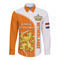 (Custom Personalised) Netherlands Kings Day Long Sleeve Button Shirt Gelukkige Koningsdag Ver.01 - Wonder Print Shop