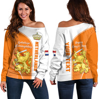 (Custom Personalised) Netherlands Kings Day Off Shoulder Sweater Gelukkige Koningsdag Ver.01 - Wonder Print Shop