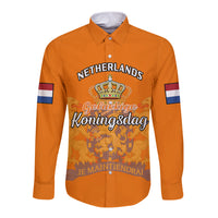 Netherlands Kings Day Long Sleeve Button Shirt Gelukkige Koningsdag Ver.02 - Wonder Print Shop