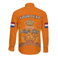 Netherlands Kings Day Long Sleeve Button Shirt Gelukkige Koningsdag Ver.02 - Wonder Print Shop