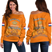 Netherlands Kings Day Off Shoulder Sweater Gelukkige Koningsdag Ver.02 - Wonder Print Shop