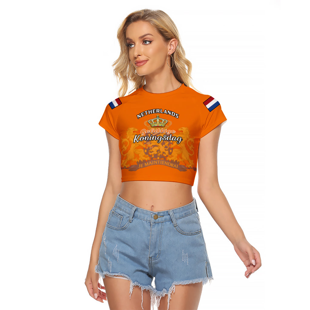 Netherlands Kings Day Raglan Cropped T Shirt Gelukkige Koningsdag Ver.02 - Wonder Print Shop