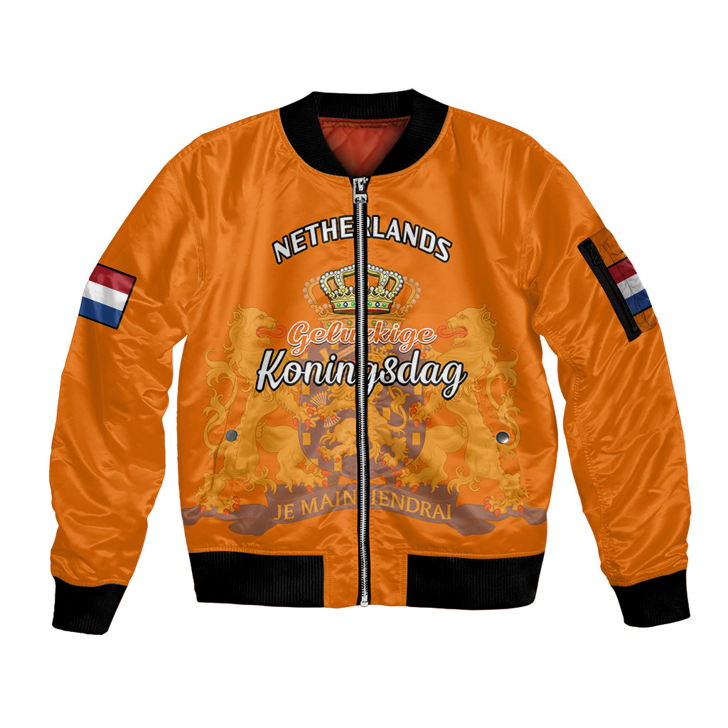 Netherlands Kings Day Sleeve Zip Bomber Jacket Gelukkige Koningsdag Ver.02 - Wonder Print Shop