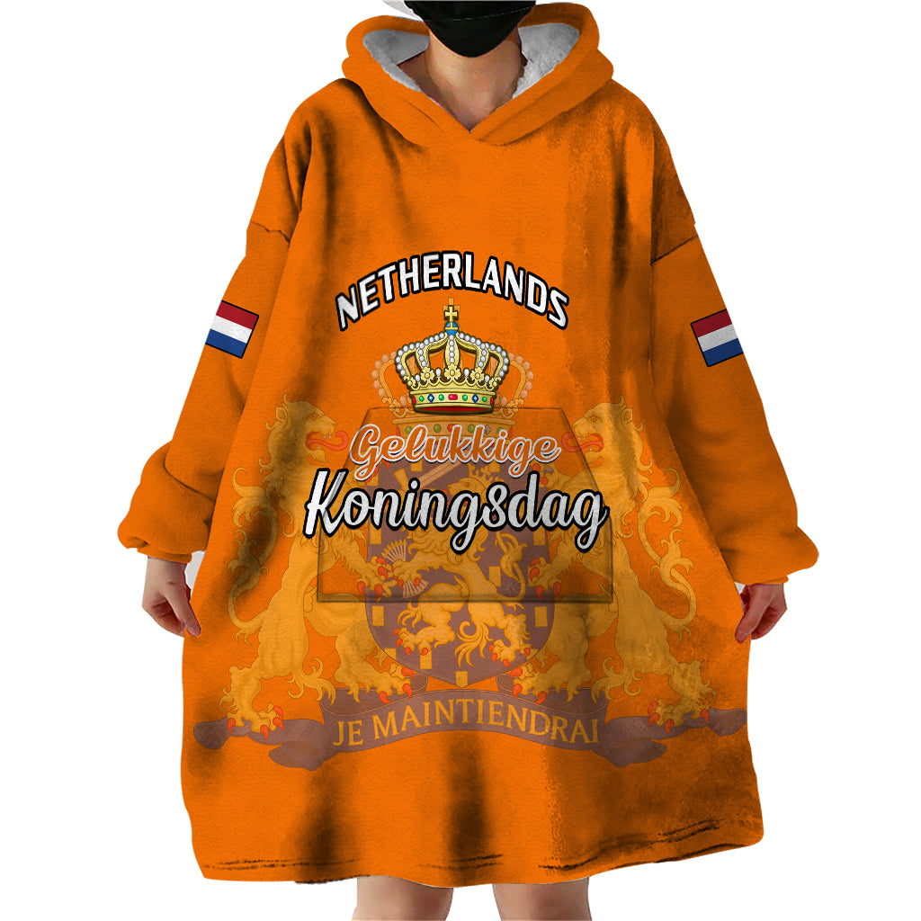 Netherlands Kings Day Wearable Blanket Hoodie Gelukkige Koningsdag Ver.02 - Wonder Print Shop