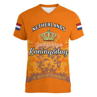 Netherlands Kings Day Women V Neck T Shirt Gelukkige Koningsdag Ver.02 - Wonder Print Shop