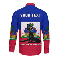 (Custom Personalised) Haiti Long Sleeve Button Shirt Negre Marron With Haitian Flag - Wonder Print Shop