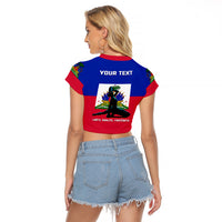 (Custom Personalised) Haiti Raglan Cropped T Shirt Negre Marron With Haitian Flag - Wonder Print Shop