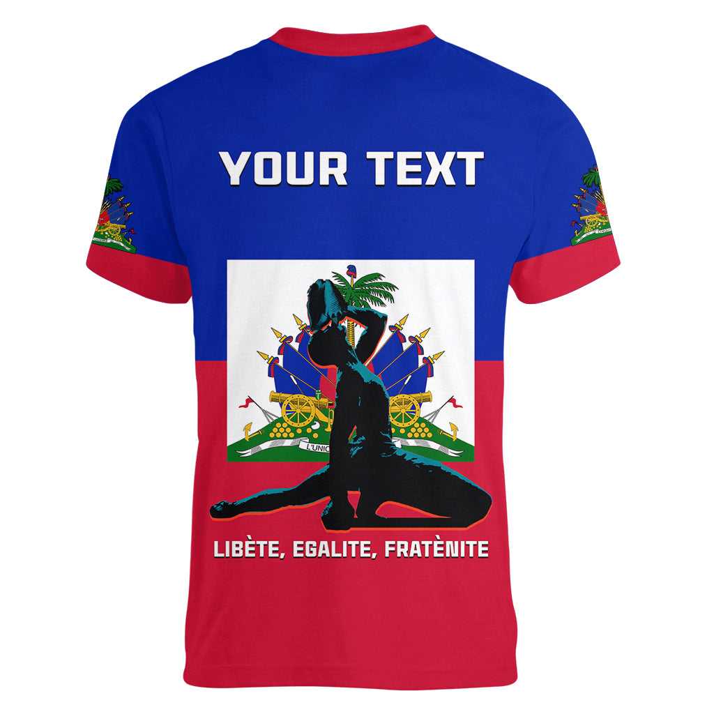 (Custom Personalised) Haiti Women V Neck T Shirt Negre Marron With Haitian Flag - Wonder Print Shop