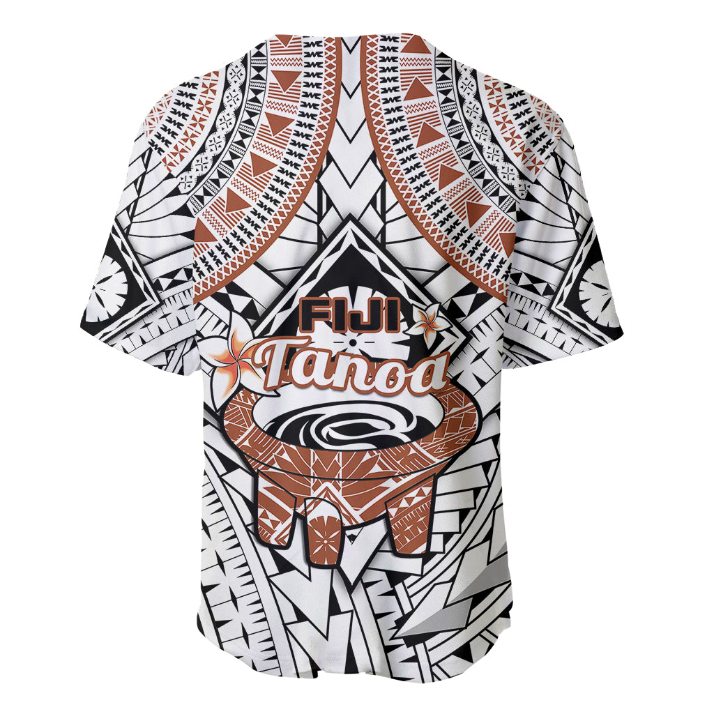 Fiji Tanoa Baseball Jersey Kava Bowl Fijian Tapa Brown Pattern - Wonder Print Shop