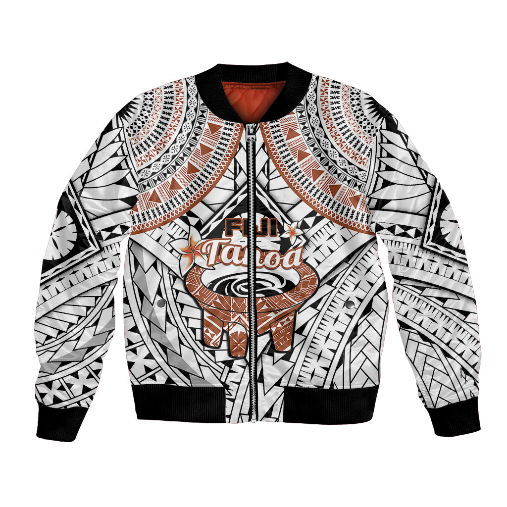 Fiji Tanoa Bomber Jacket Kava Bowl Fijian Tapa Brown Pattern - Wonder Print Shop