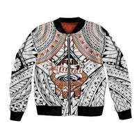 Fiji Tanoa Bomber Jacket Kava Bowl Fijian Tapa Brown Pattern - Wonder Print Shop