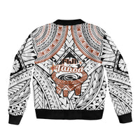 Fiji Tanoa Bomber Jacket Kava Bowl Fijian Tapa Brown Pattern - Wonder Print Shop