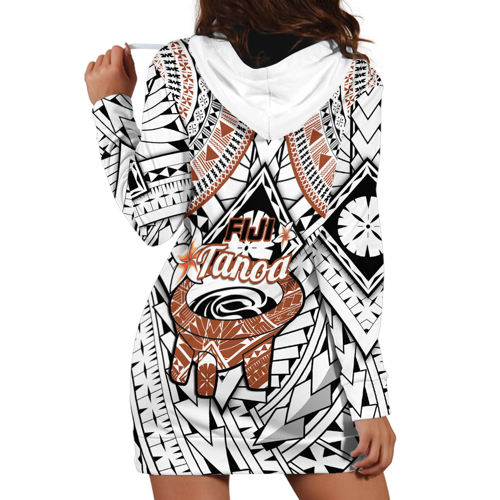 Fiji Tanoa Hoodie Dress Kava Bowl Fijian Tapa Brown Pattern - Wonder Print Shop