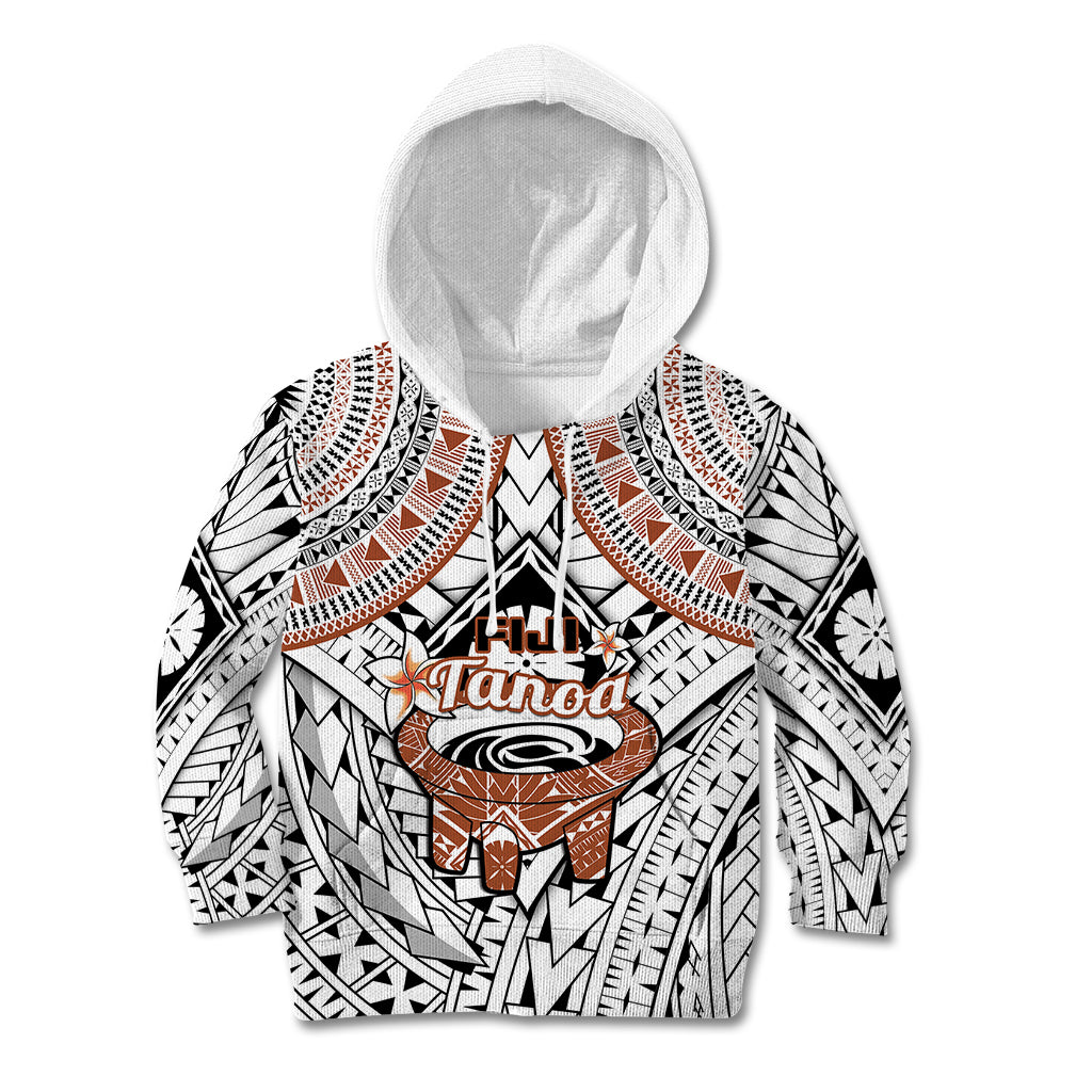 Fiji Tanoa Kid Hoodie Kava Bowl Fijian Tapa Brown Pattern - Wonder Print Shop