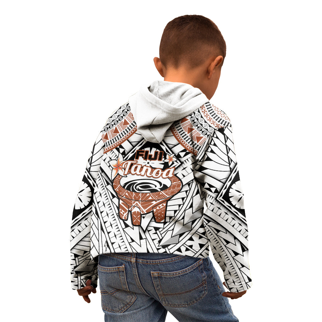 Fiji Tanoa Kid Hoodie Kava Bowl Fijian Tapa Brown Pattern - Wonder Print Shop