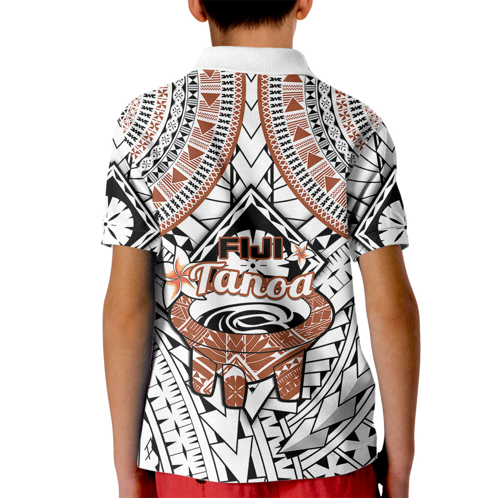 Fiji Tanoa Polo Shirt for Kid Kava Bowl Fijian Tapa Brown Pattern - Wonder Print Shop
