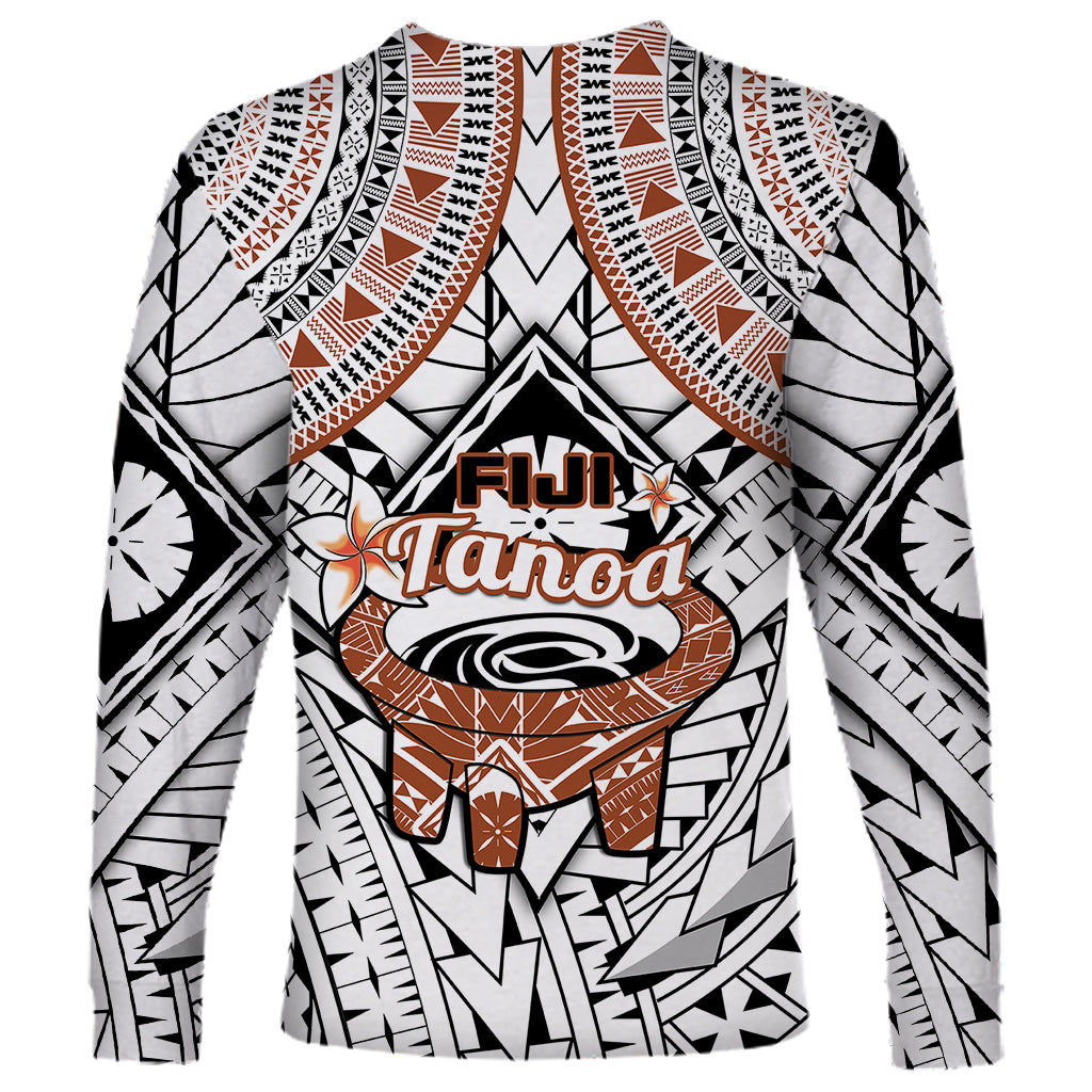 Fiji Tanoa Long Sleeve Shirt Kava Bowl Fijian Tapa Brown Pattern - Wonder Print Shop