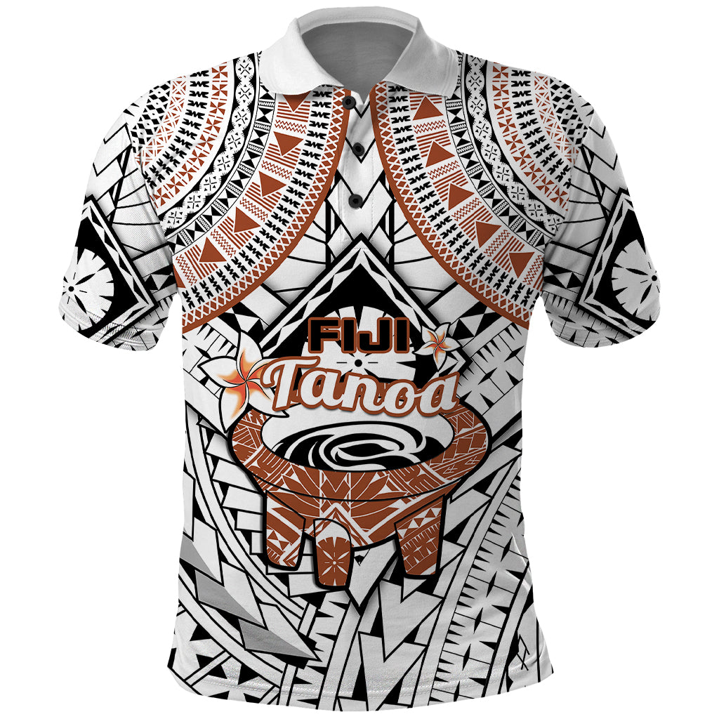 Fiji Tanoa Polo Shirt Kava Bowl Fijian Tapa Brown Pattern - Wonder Print Shop