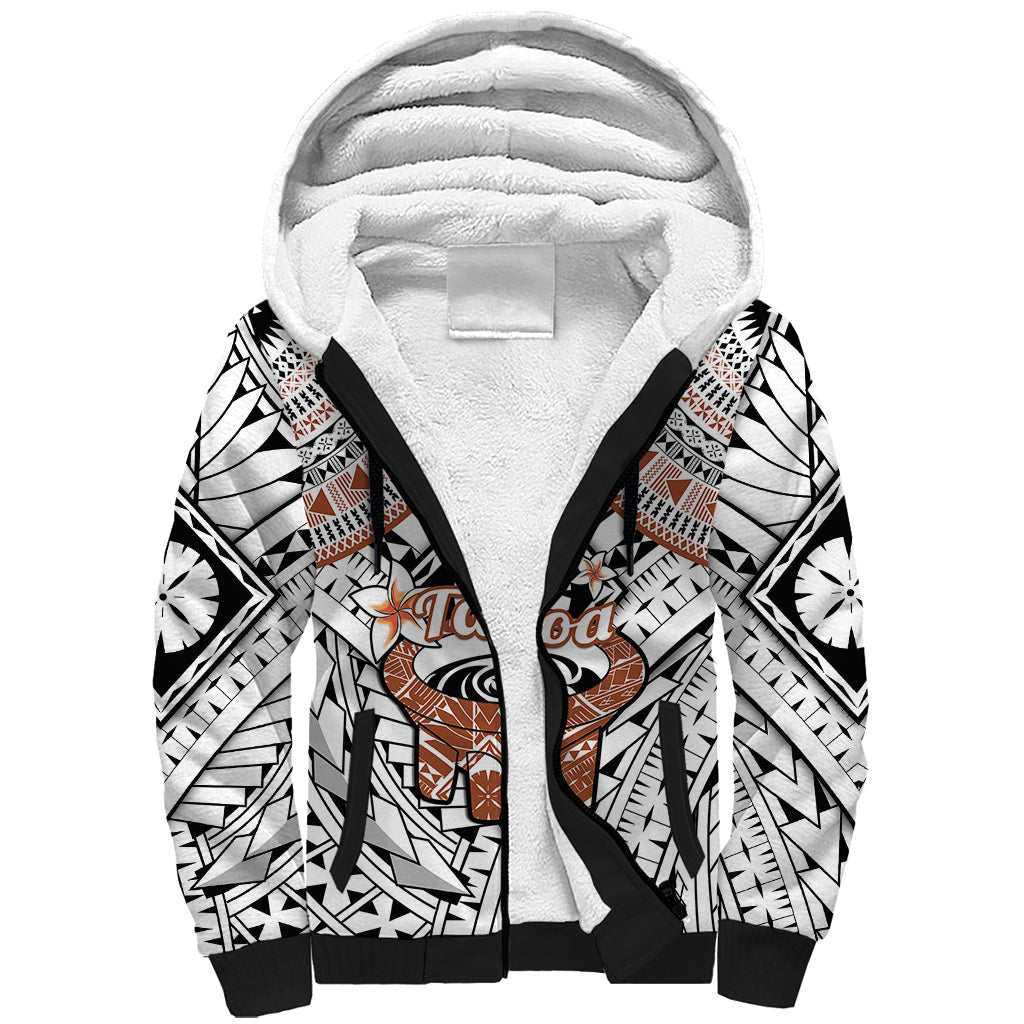 Fiji Tanoa Sherpa Hoodie Kava Bowl Fijian Tapa Brown Pattern - Wonder Print Shop
