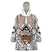 Fiji Tanoa Wearable Blanket Hoodie Kava Bowl Fijian Tapa Brown Pattern - Wonder Print Shop
