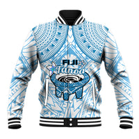 Fiji Tanoa Baseball Jacket Kava Bowl Fijian Tapa Blue Pattern - Wonder Print Shop