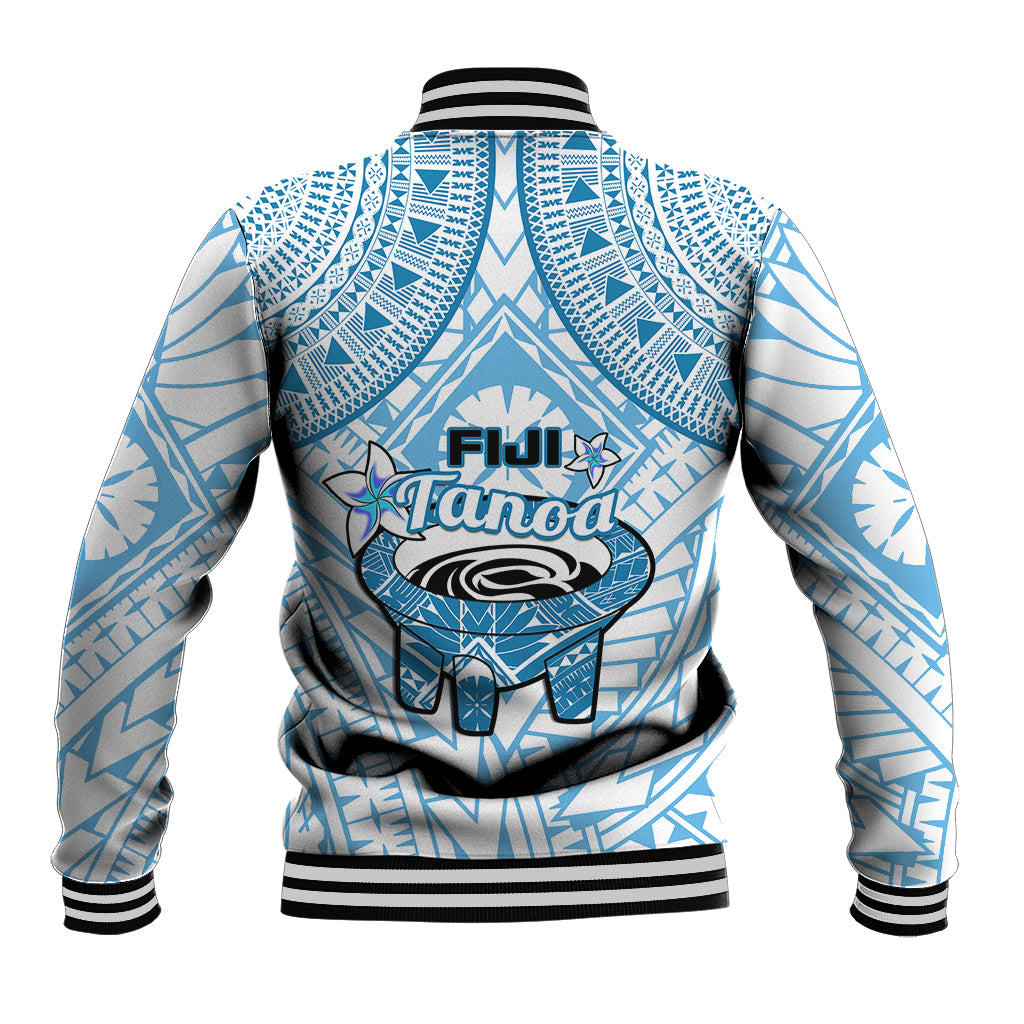 Fiji Tanoa Baseball Jacket Kava Bowl Fijian Tapa Blue Pattern - Wonder Print Shop