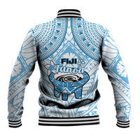 Fiji Tanoa Baseball Jacket Kava Bowl Fijian Tapa Blue Pattern - Wonder Print Shop