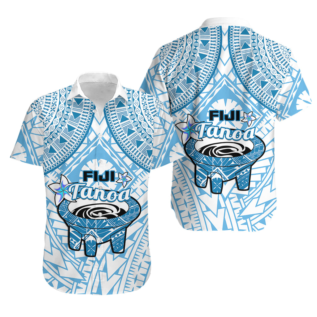 Fiji Tanoa Hawaiian Shirt Kava Bowl Fijian Tapa Blue Pattern - Wonder Print Shop