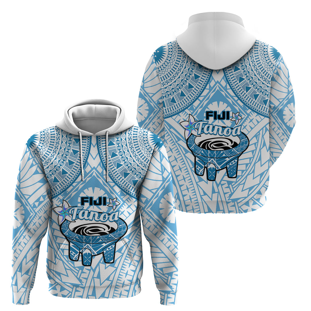 Fiji Tanoa Hoodie Kava Bowl Fijian Tapa Blue Pattern - Wonder Print Shop