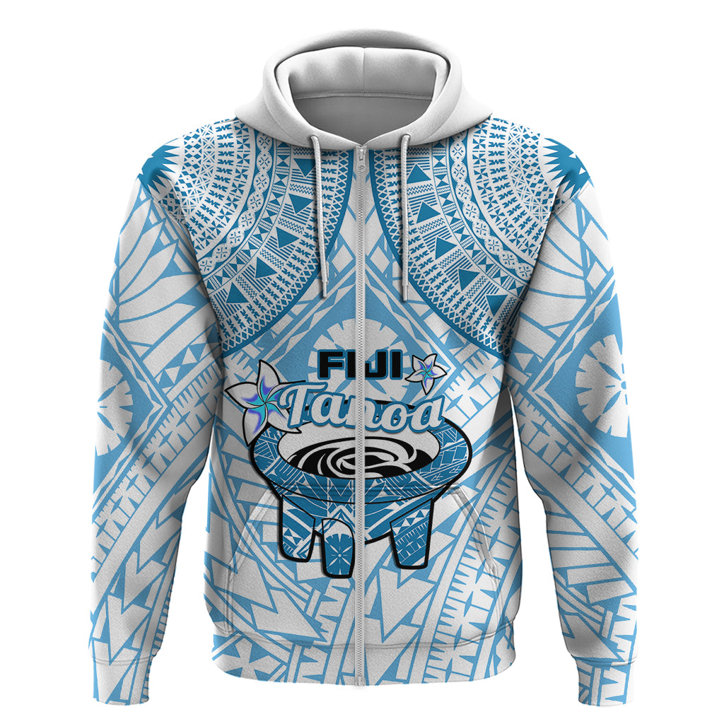 Fiji Tanoa Hoodie Kava Bowl Fijian Tapa Blue Pattern - Wonder Print Shop