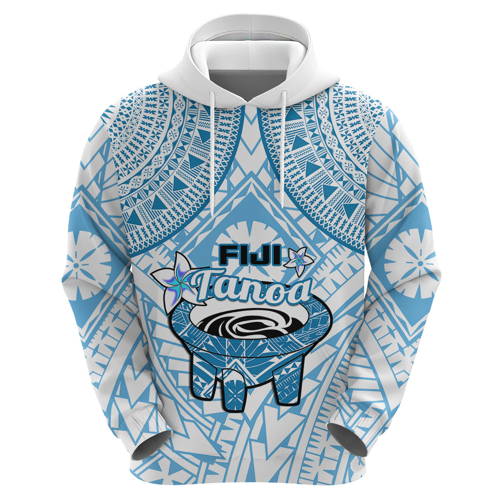 Fiji Tanoa Hoodie Kava Bowl Fijian Tapa Blue Pattern - Wonder Print Shop