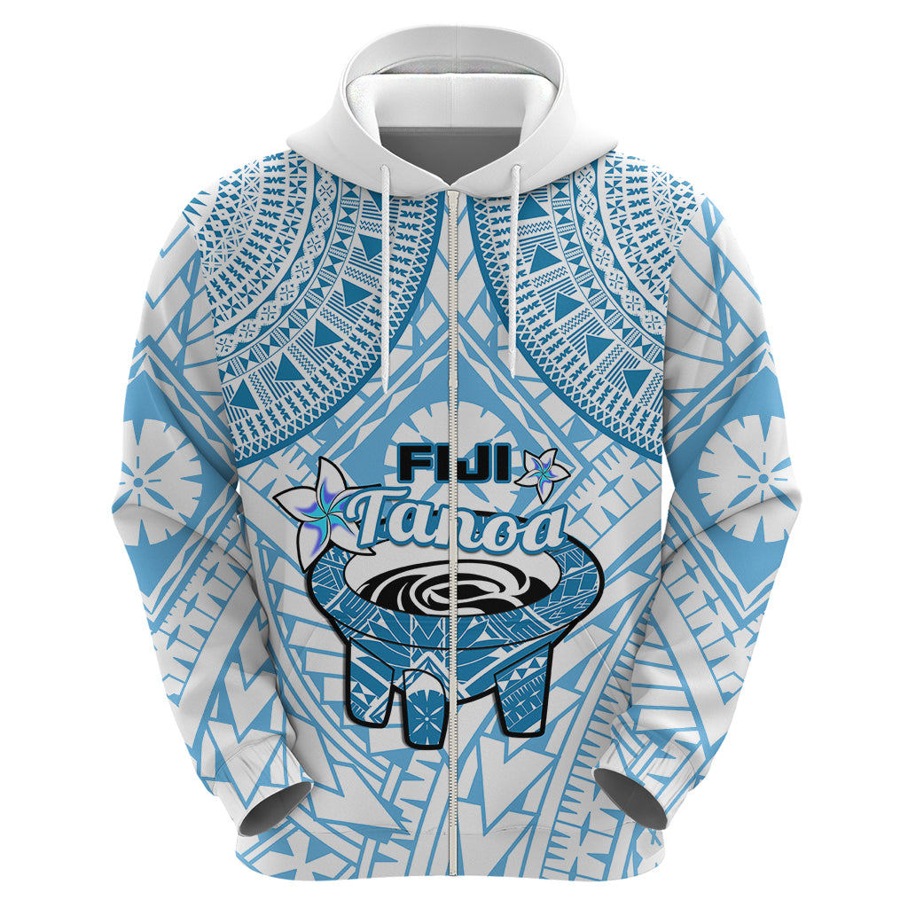 Fiji Tanoa Hoodie Kava Bowl Fijian Tapa Blue Pattern - Wonder Print Shop