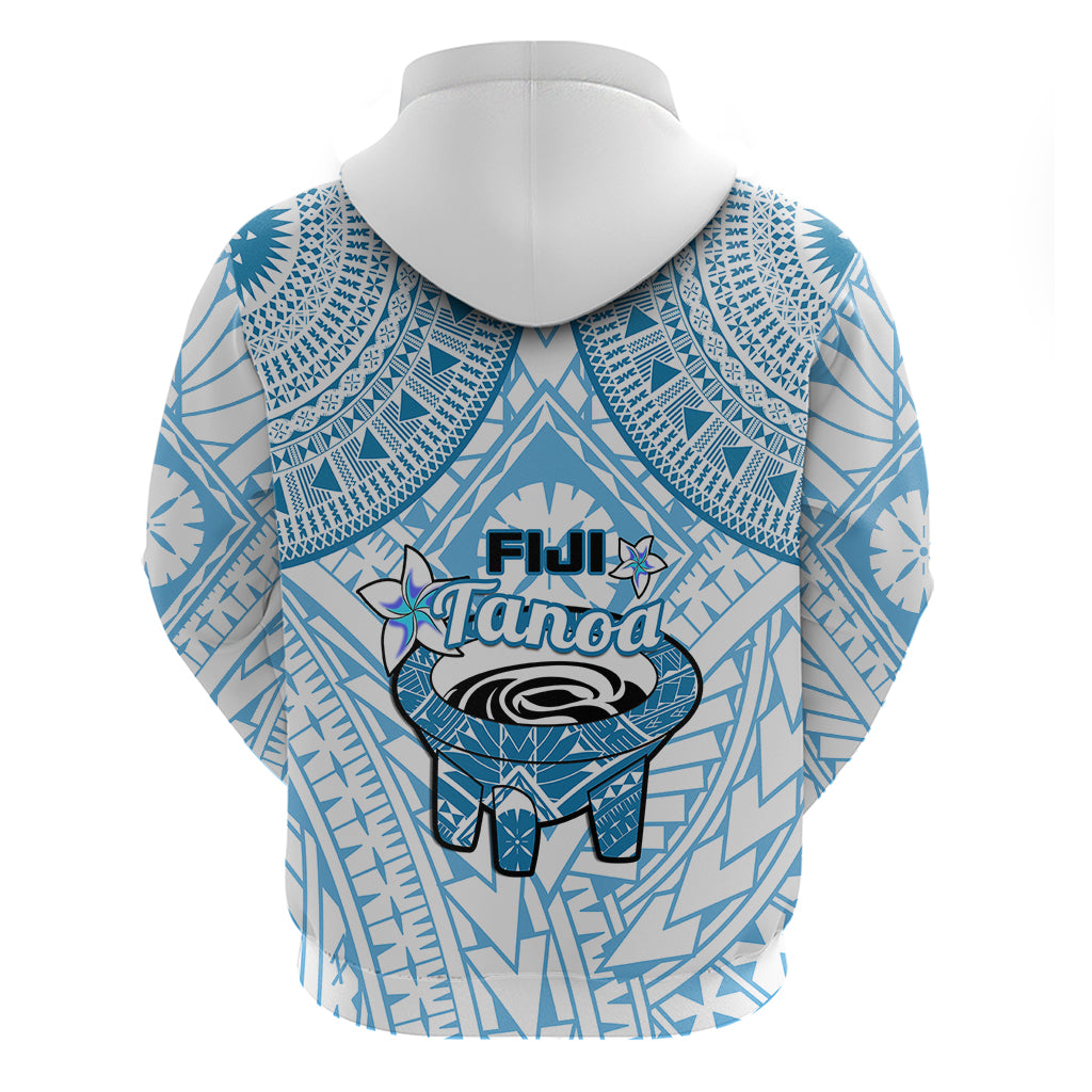 Fiji Tanoa Hoodie Kava Bowl Fijian Tapa Blue Pattern - Wonder Print Shop
