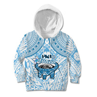 Fiji Tanoa Kid Hoodie Kava Bowl Fijian Tapa Blue Pattern - Wonder Print Shop