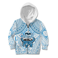 Fiji Tanoa Kid Hoodie Kava Bowl Fijian Tapa Blue Pattern - Wonder Print Shop