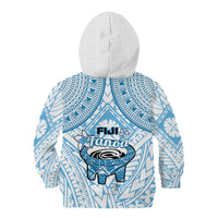 Fiji Tanoa Kid Hoodie Kava Bowl Fijian Tapa Blue Pattern - Wonder Print Shop