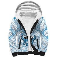 Fiji Tanoa Sherpa Hoodie Kava Bowl Fijian Tapa Blue Pattern - Wonder Print Shop