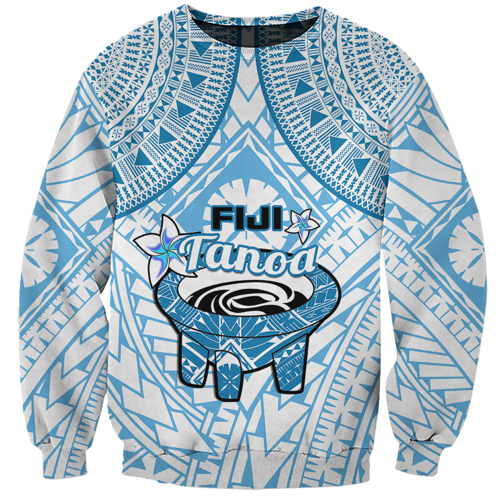 Fiji Tanoa Sweatshirt Kava Bowl Fijian Tapa Blue Pattern - Wonder Print Shop