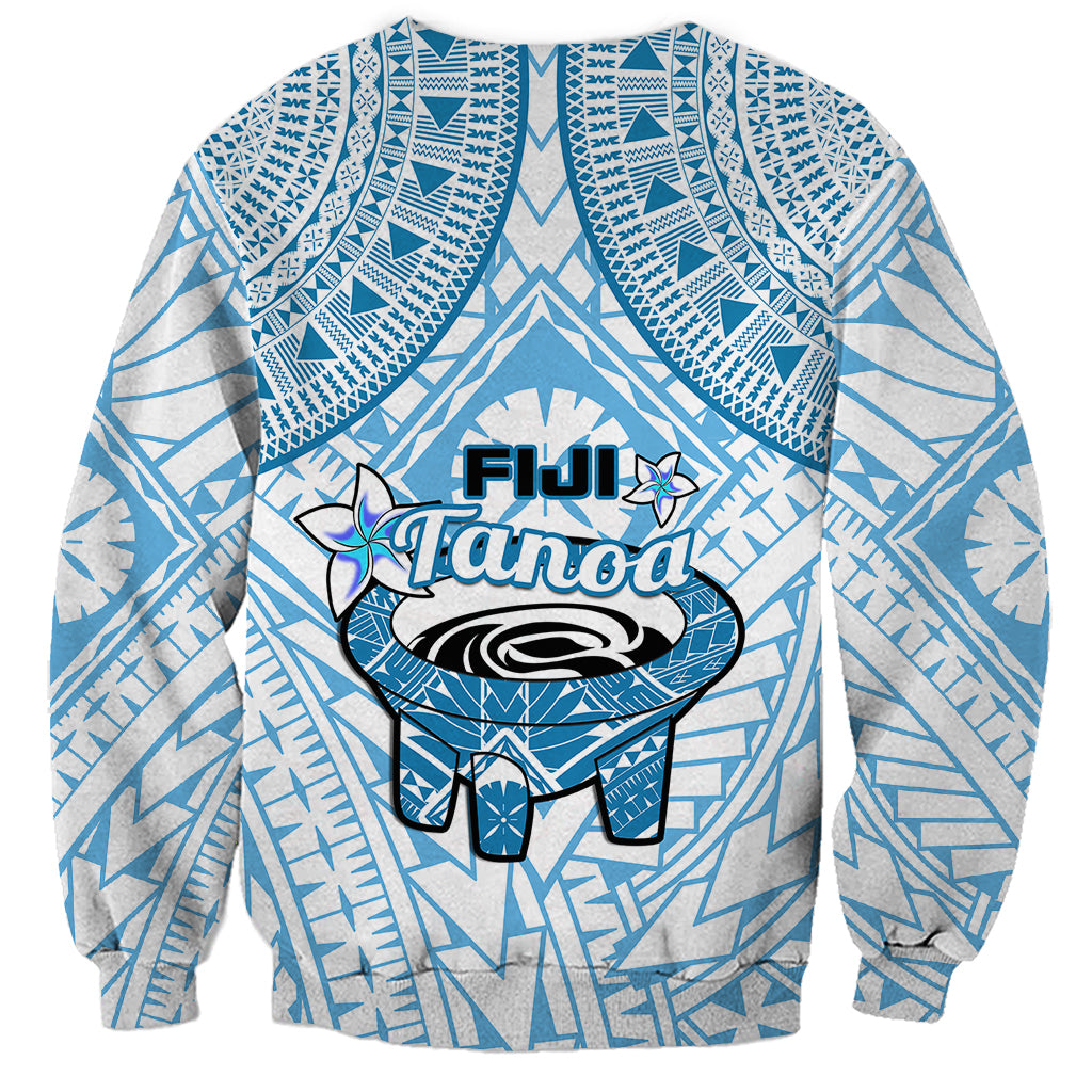 Fiji Tanoa Sweatshirt Kava Bowl Fijian Tapa Blue Pattern - Wonder Print Shop