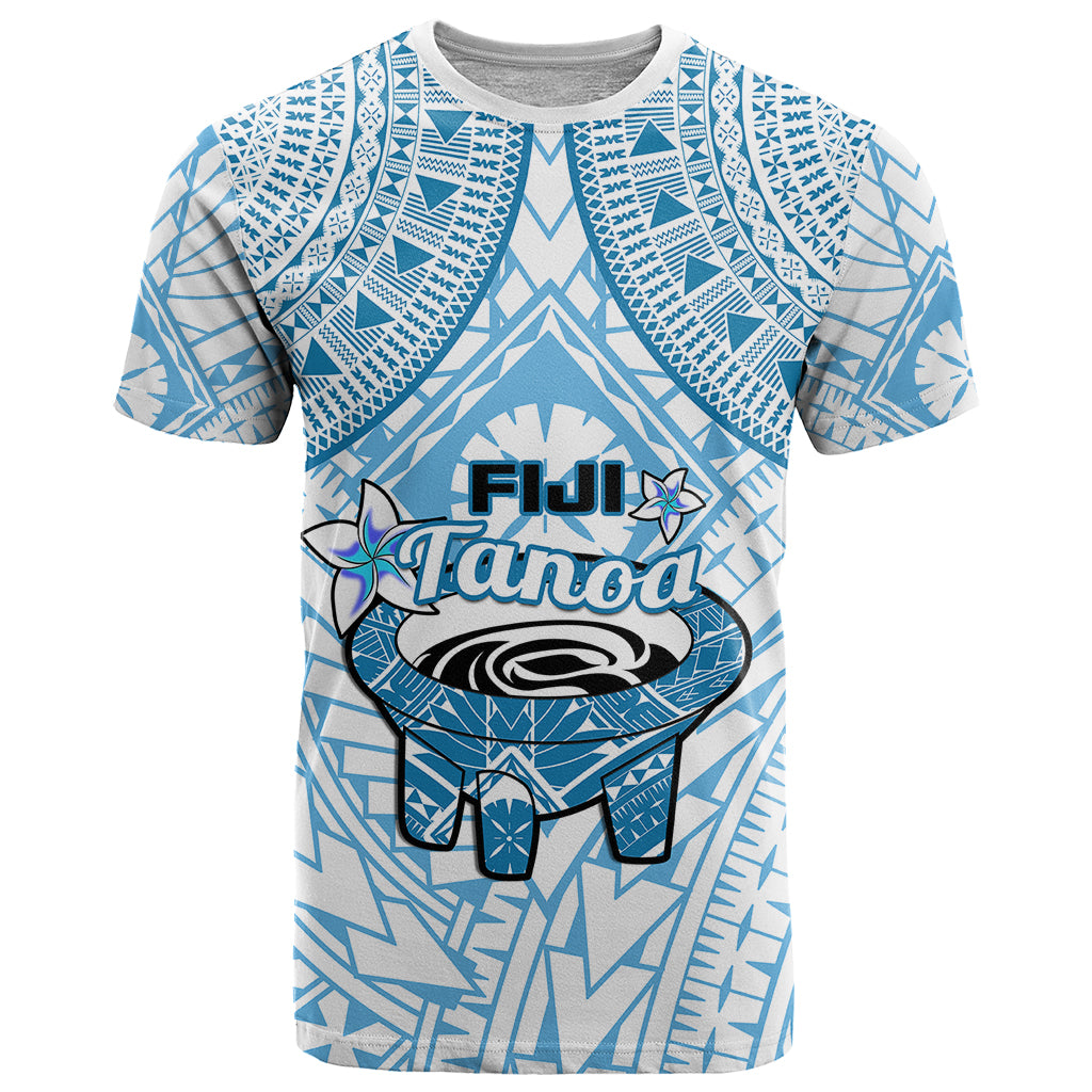 Fiji Tanoa T Shirt Kava Bowl Fijian Tapa Blue Pattern - Wonder Print Shop
