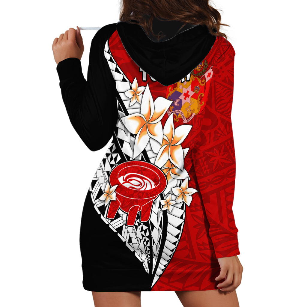 Tonga Kava Bowl Hoodie Dress Togan Kupesi Ngatu Pattern Black - Wonder Print Shop