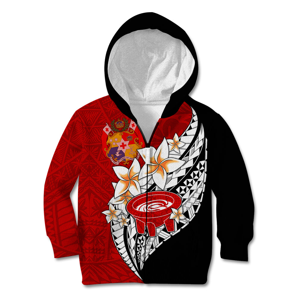 Tonga Kava Bowl Kid Hoodie Togan Kupesi Ngatu Pattern Black - Wonder Print Shop