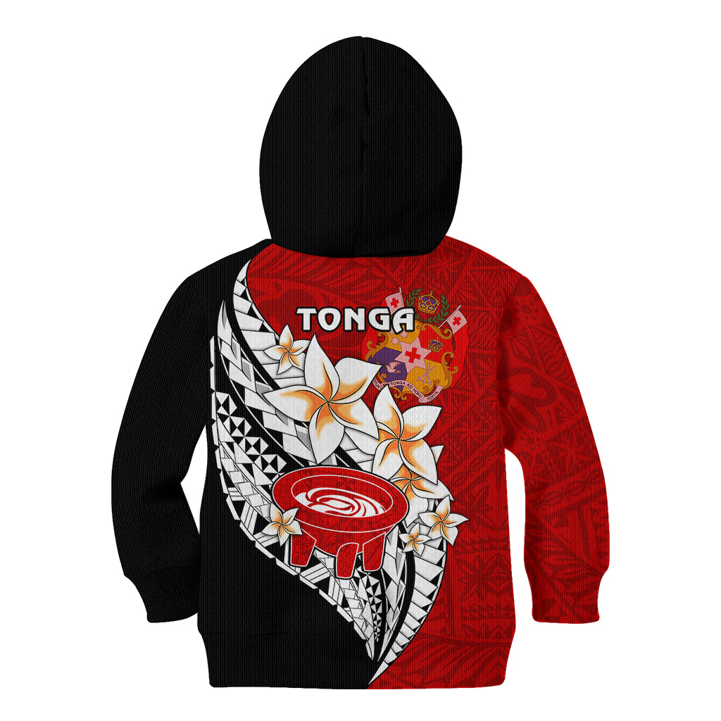 Tonga Kava Bowl Kid Hoodie Togan Kupesi Ngatu Pattern Black - Wonder Print Shop